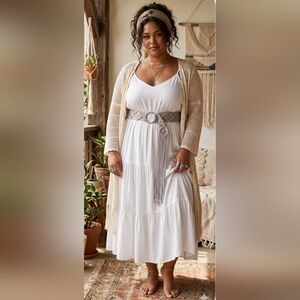 Bohemian Macramé Belt in Light Gray 48 Inches Long